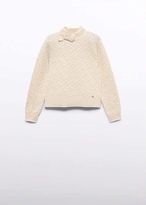 Abel & Lula Knit Mock Neck Sweater with Bow Detail - Little Miss Muffin Children & Home
