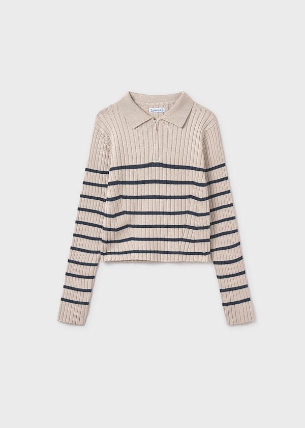 Mayoral Usa Inc Long Sleeve Knit Polo in Tapioca - Little Miss Muffin Children & Home