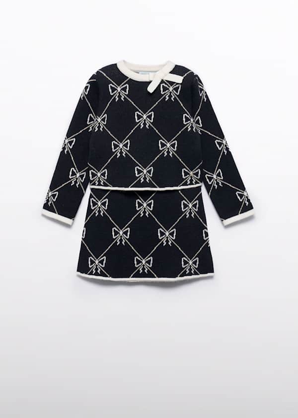 girls knit black set with bows
