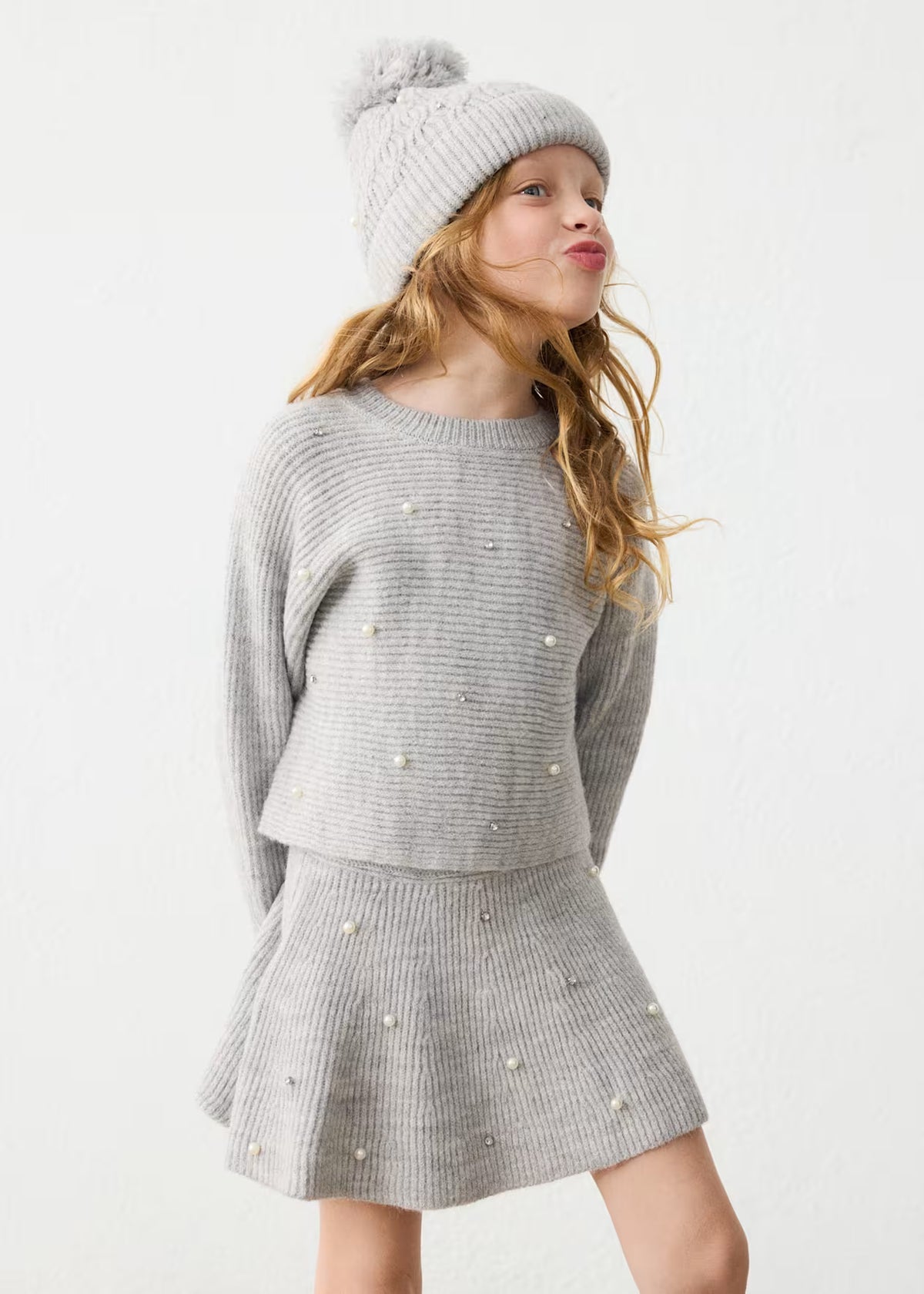 Knit Skirt with Pearls