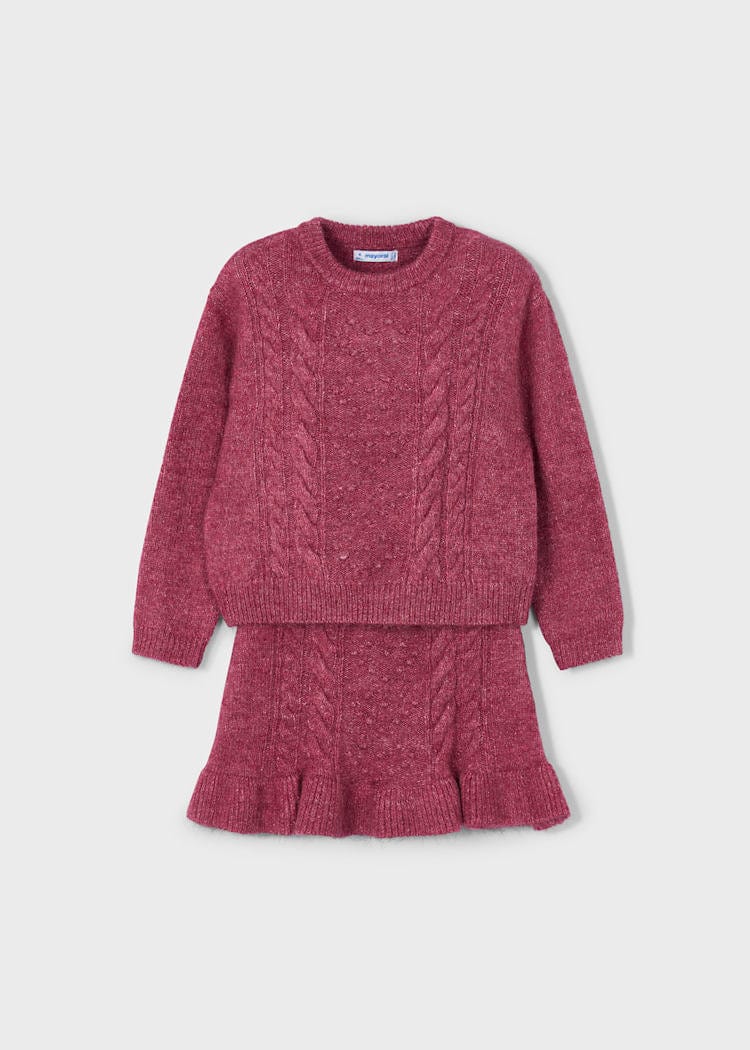 Mayoral Usa Inc Knit Sweater & Skirt Set in Cherry - Little Miss Muffin Children & Home