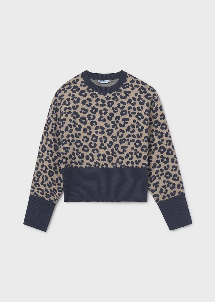 Mayoral Usa Inc Animal Print Sweater in Petroleum - Little Miss Muffin Children & Home