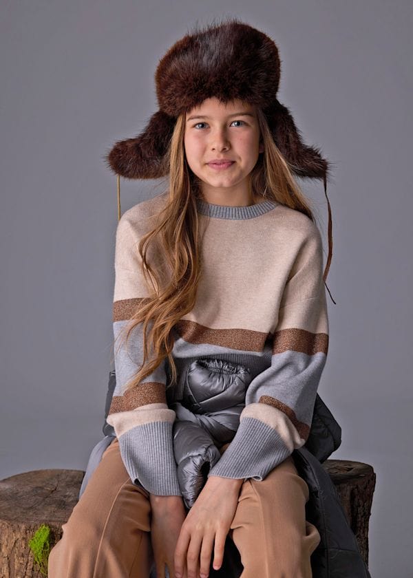 Mayoral Usa Inc Striped Knit Sweater in Silver - Little Miss Muffin Children & Home