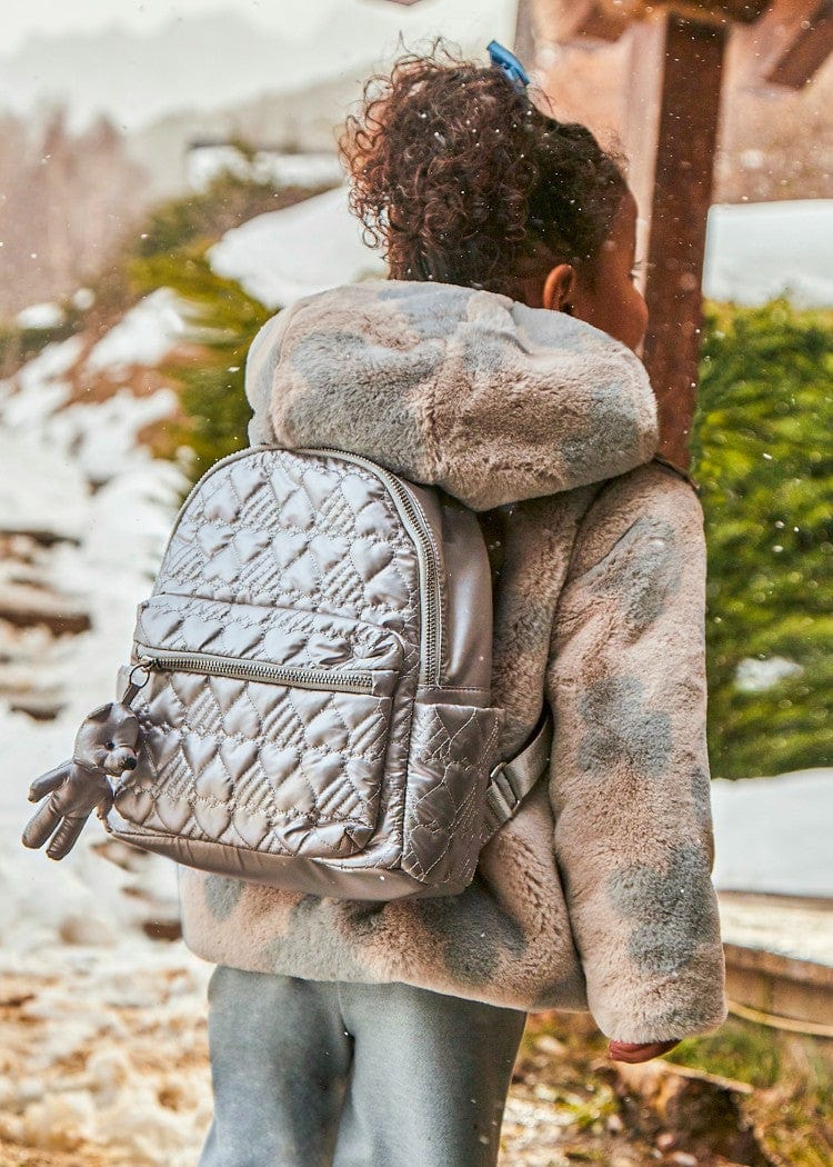 Mayoral Usa Inc Mayoral Quilted Metallic Backpack in White Gold - Little Miss Muffin Children & Home