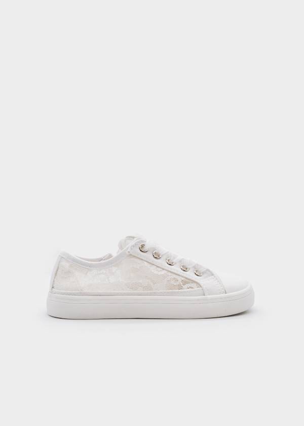 Openwork Lace Sneakers in White