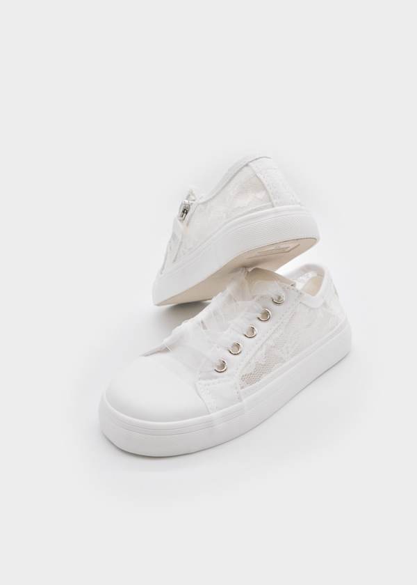Openwork Lace Sneakers in White
