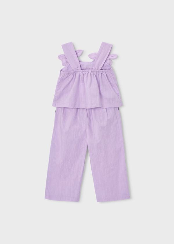 Flower Applique Top & Pants Set in Mauve