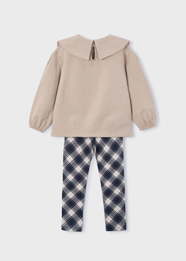 girls two piece legging and sweater set in tan