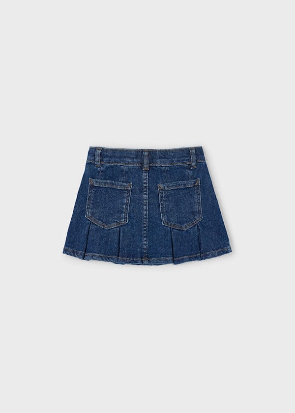dark denim pleated mini skirt