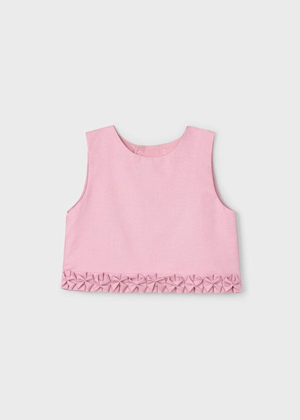 Mayoral Usa Inc Mayoral Sleeveless Pleated Trim Top in Blush - Little Miss Muffin Children & Home