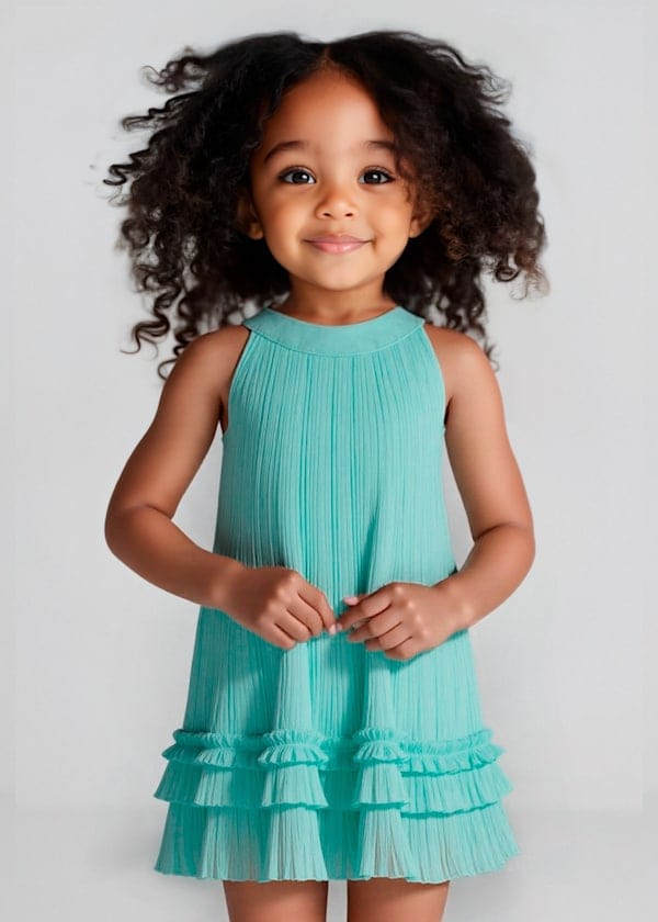 Mayoral Usa Inc Mayoral Pleated Sleeveless Dress in Aqua - Little Miss Muffin Children & Home