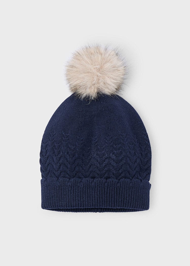 Mayoral Usa Inc Faux Fur Pom Pom Beanie in Navy - Little Miss Muffin Children & Home