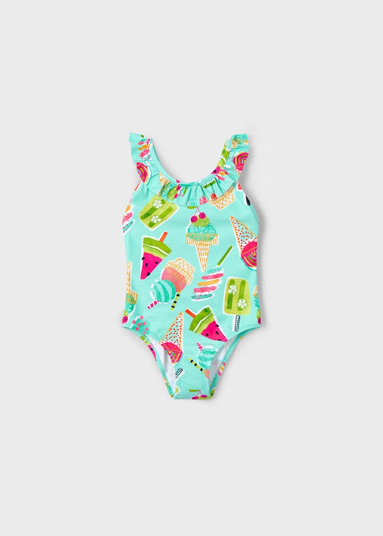 Mayoral Usa Inc Mayoral Ruffle Trimmed Printed Swimsuit in Aqua - Little Miss Muffin Children & Home