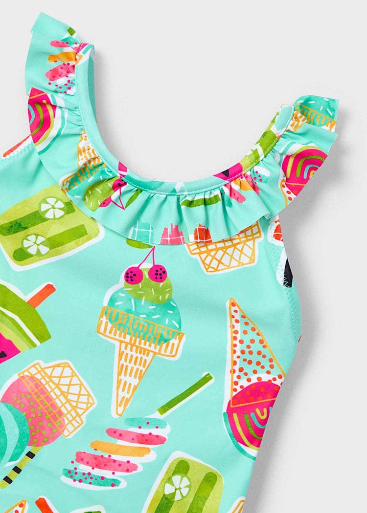 Mayoral Usa Inc Mayoral Ruffle Trimmed Printed Swimsuit in Aqua - Little Miss Muffin Children & Home