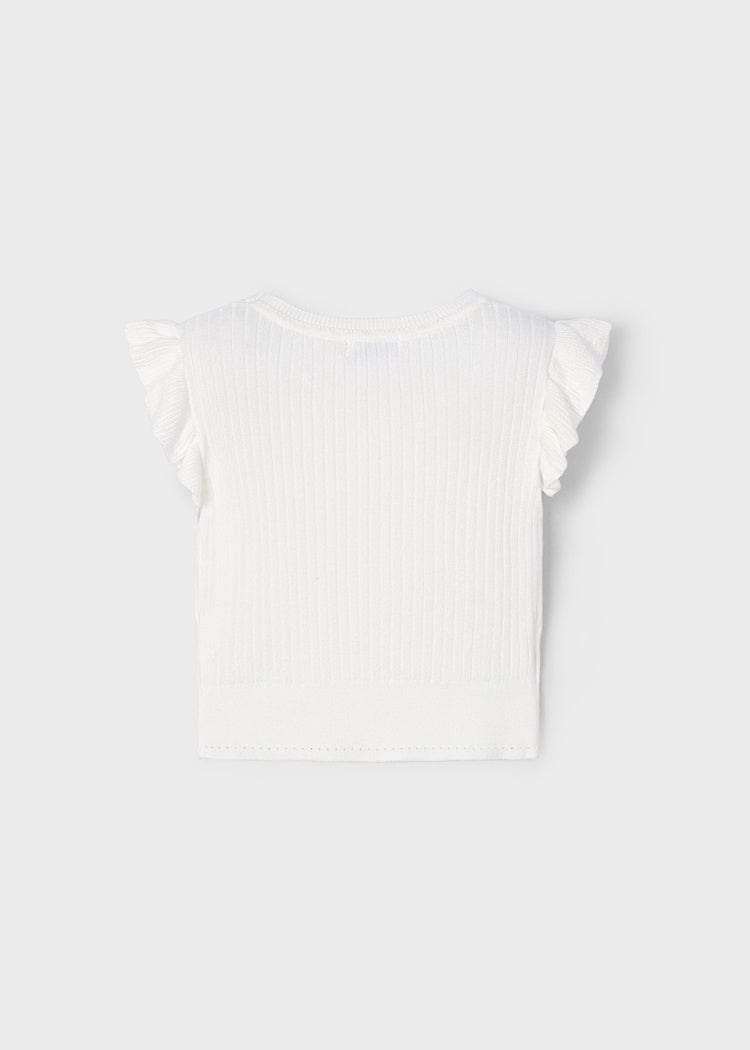 Mayoral Usa Inc Mayoral Flutter Sleeve Ribbed Top in Off White - Little Miss Muffin Children & Home