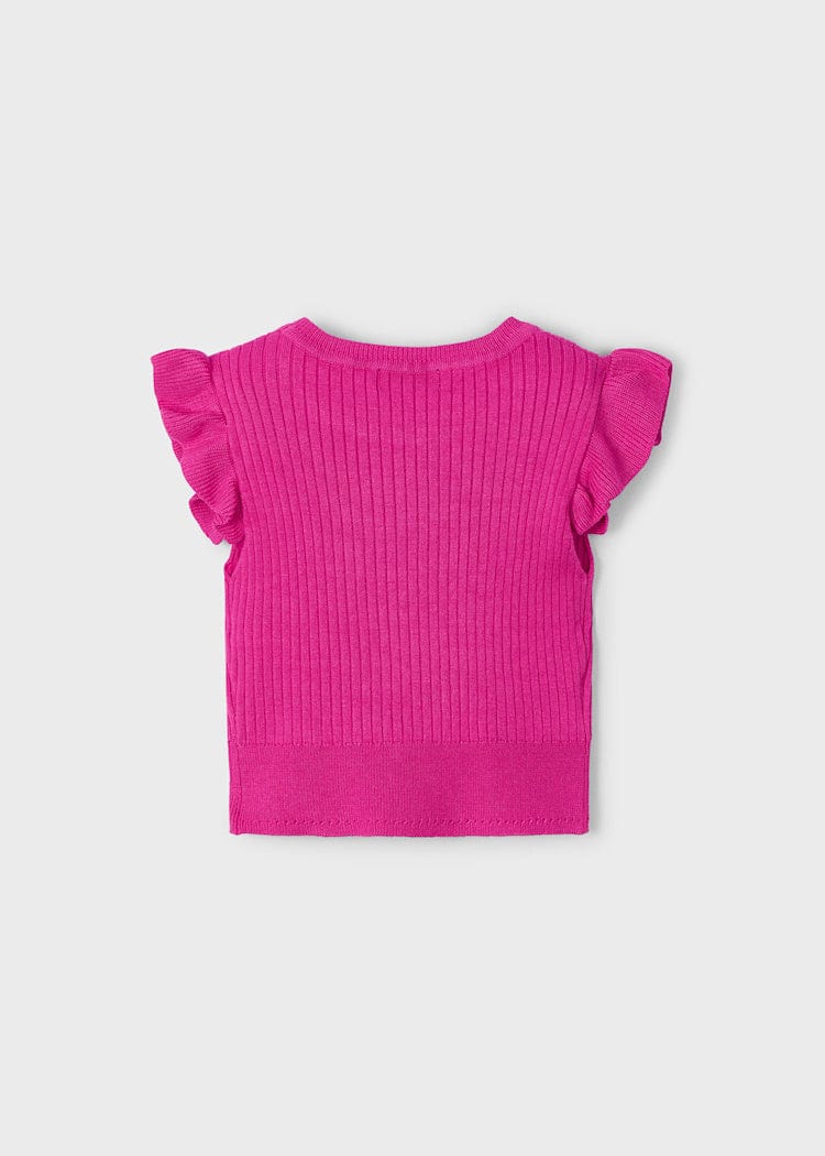 Mayoral Usa Inc Mayoral Flutter Sleeve Ribbed Top in Magenta - Little Miss Muffin Children & Home
