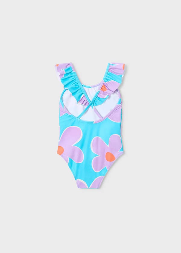 Ruffled Printed Swimsuit in Lilac
