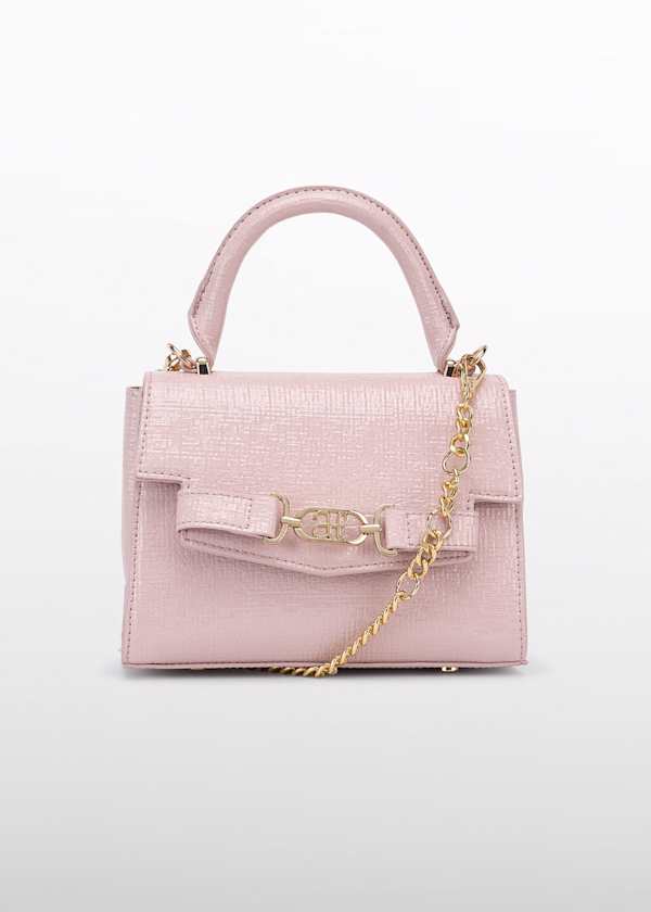 pink metallic handbag