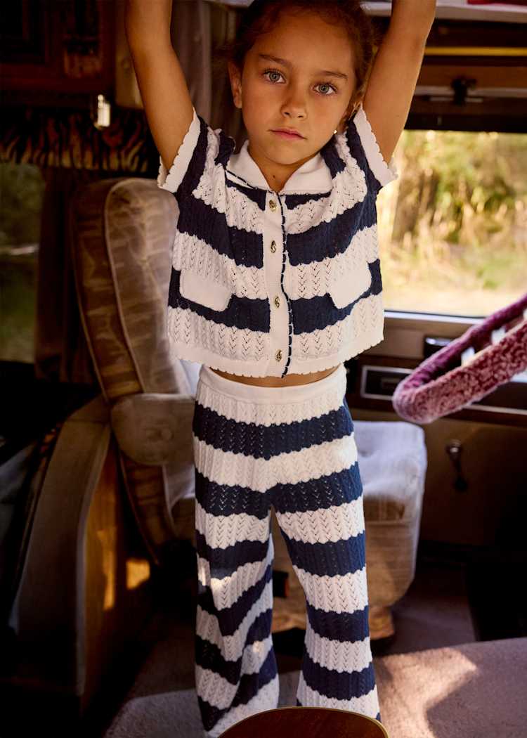 Striped Crochet Knit Set