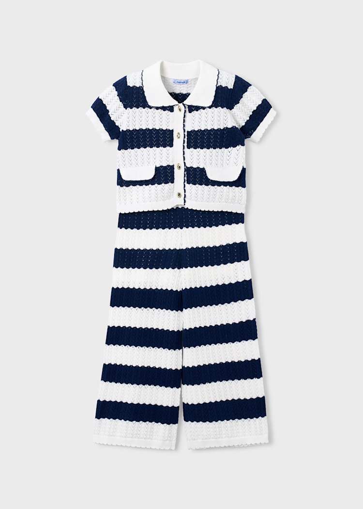 Striped Crochet Knit Set