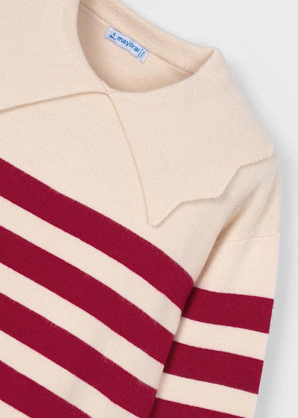Mayoral Usa Inc Striped Knit Sweater with Scalloped Collar in Almond - Little Miss Muffin Children & Home