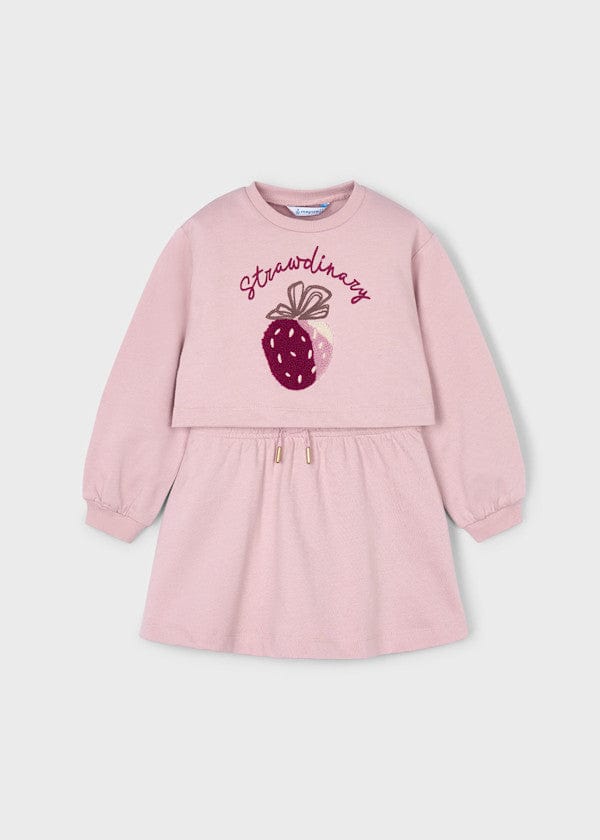green emerald velvet dress 2 Piece Sweatshirt Dress Set with Embroidery