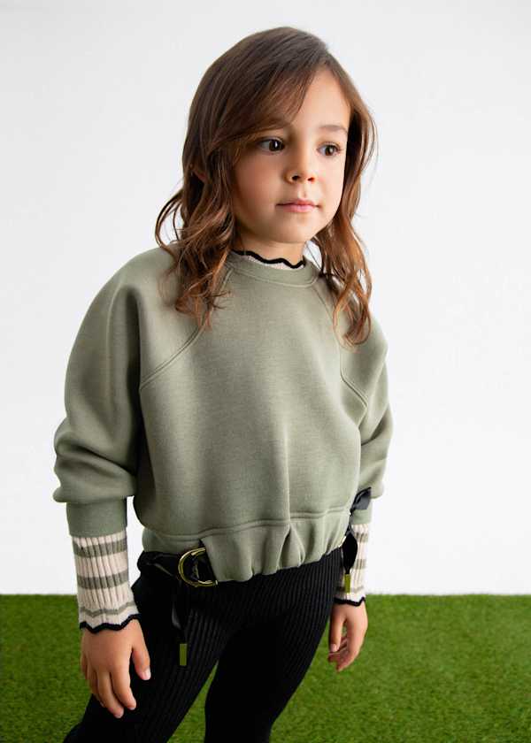 Abel & Lula Knit Sweatshirt with Bow Buckle Detail - Little Miss Muffin Children & Home