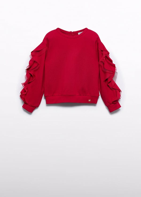 Abel & Lula Milano Jersey Sweatshirt with Tulle Ruffle Trim - Little Miss Muffin Children & Home