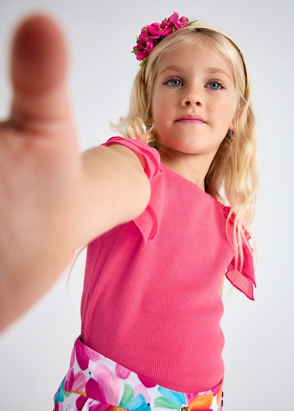 Mayoral Usa Inc Mayoral Ribbed Knit Top with Organza Flutter Sleeves - Little Miss Muffin Children & Home