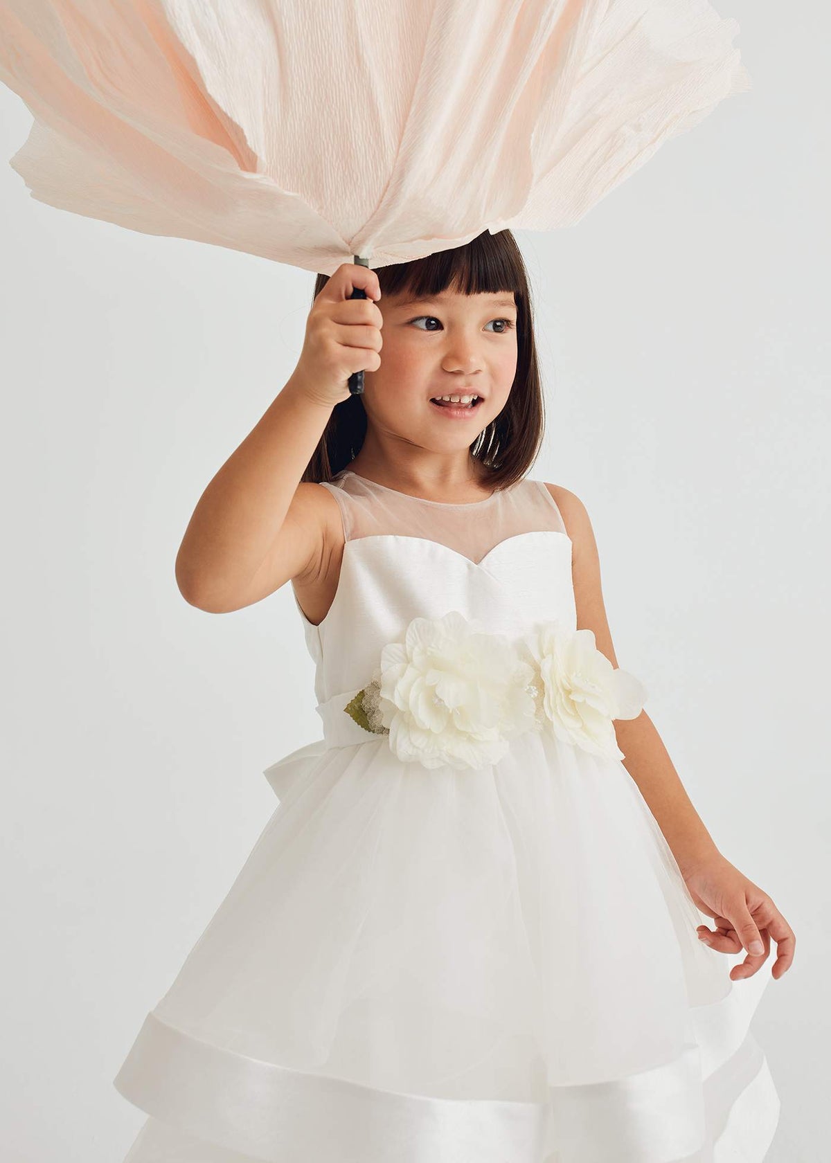 Abel & Lula Abel & Lula Shantung Silk & Tulle Dress with Flower Sash - Little Miss Muffin Children & Home