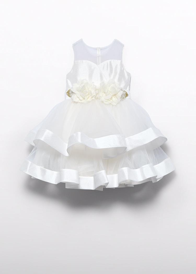 Abel & Lula Abel & Lula Shantung Silk & Tulle Dress with Flower Sash - Little Miss Muffin Children & Home