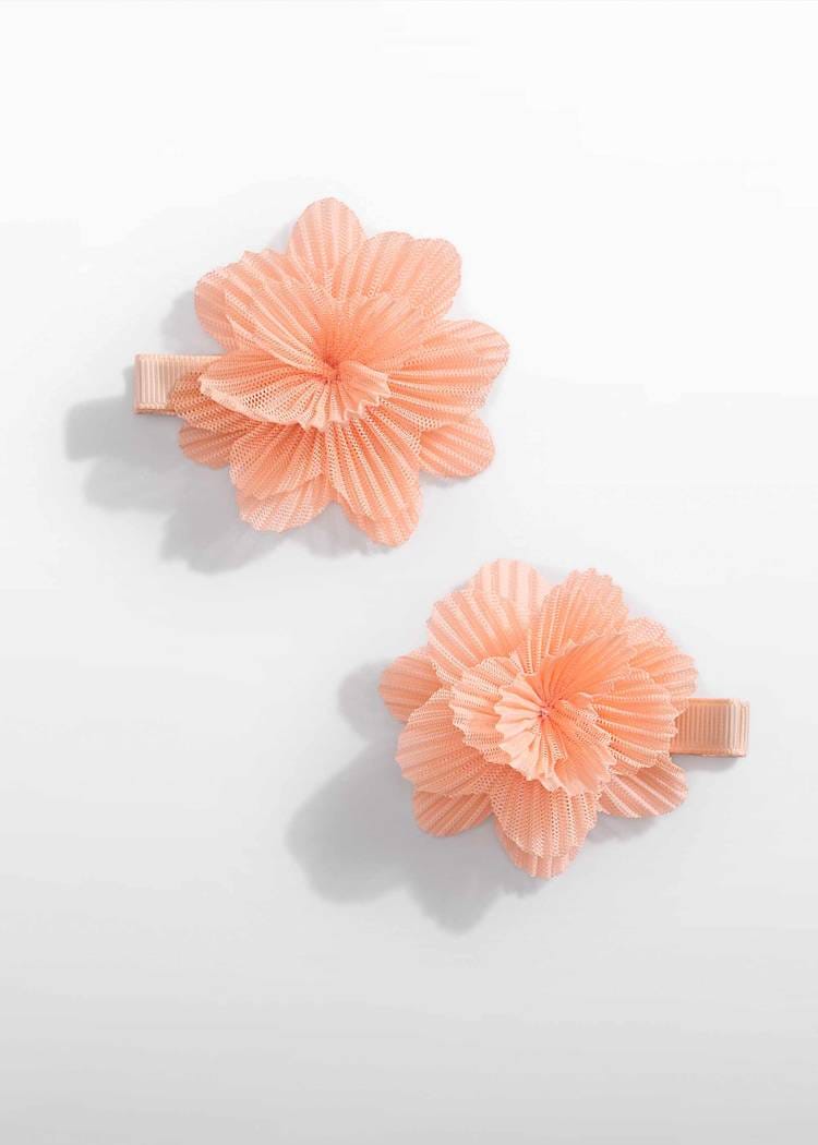 Tulle Hair Clip Set in Peach