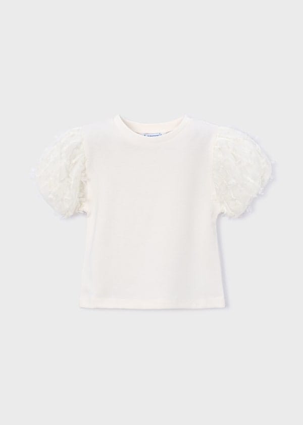 Tulle Puff Sleeve Top in Natural