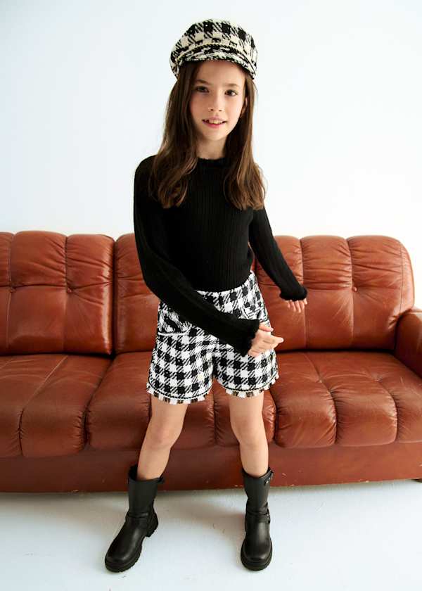 gingham sequin bermuda shorts for girls