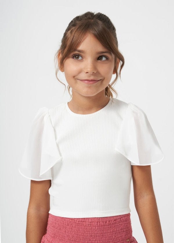 Mayoral Usa Inc Mayoral Chiffon Flutter Sleeve Ribbed T-Shirt - Little Miss Muffin Children & Home