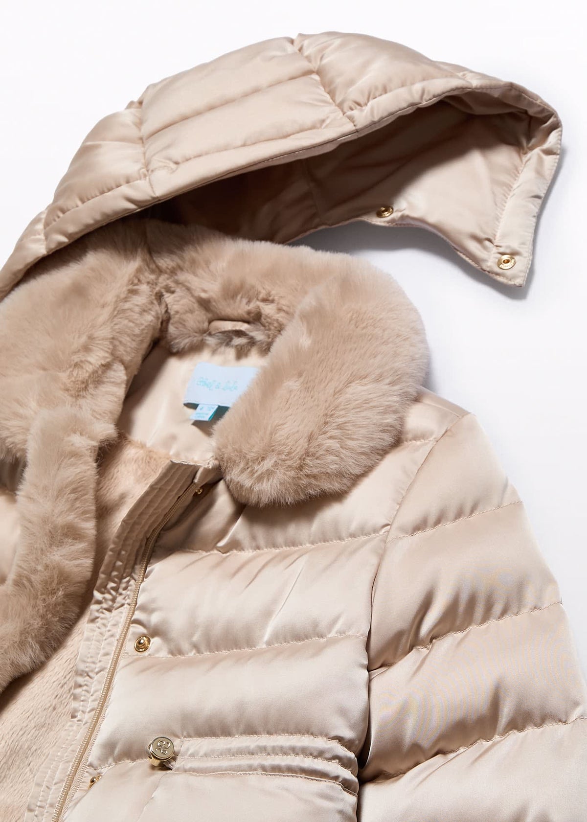 Abel & Lula Abel & Lula Quilted Satin Coat with Faux Fur Collar - Little Miss Muffin Children & Home
