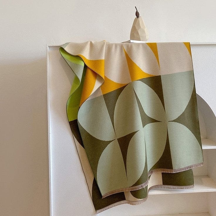 green fringe detail scarf