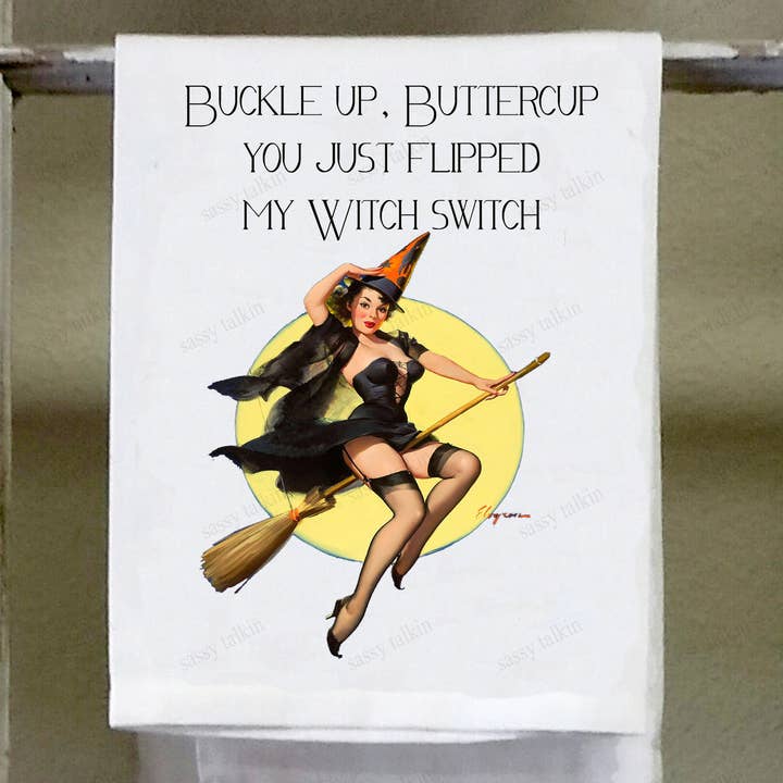 buckle up buttercup halloween towel