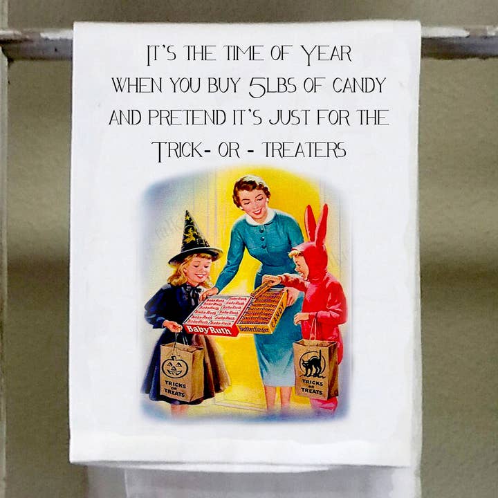 time of year when you buy 5 lbs of candy halloween towel