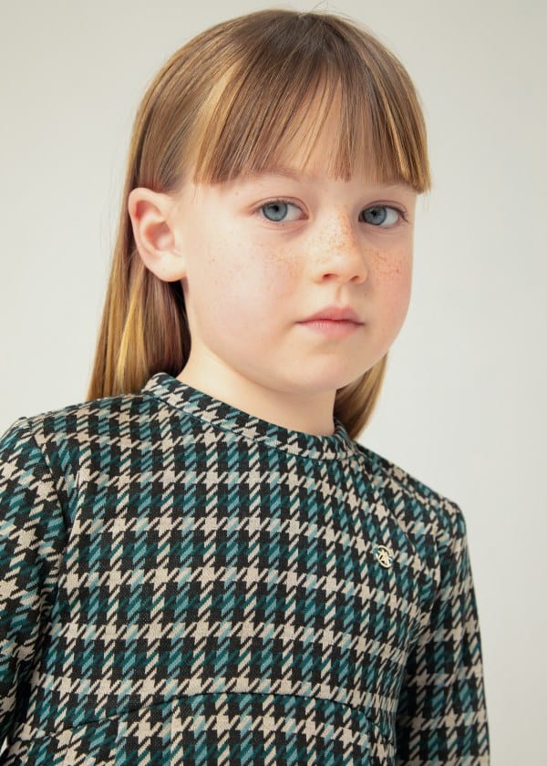 Mayoral Usa Inc Mayoral Houndstooth Dress in Bottle Green for Girls - Little Miss Muffin Children & Home
