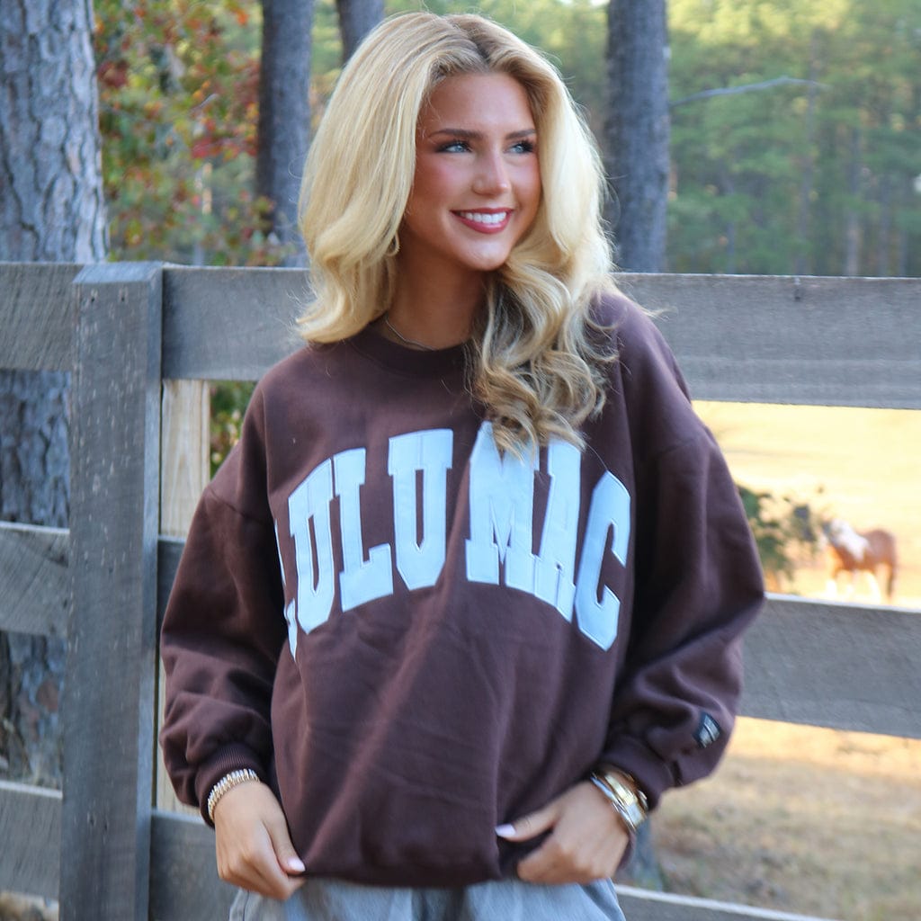 Women's Lulu Mac Brown/Light Blue Embroidered Logo Sweatshirt