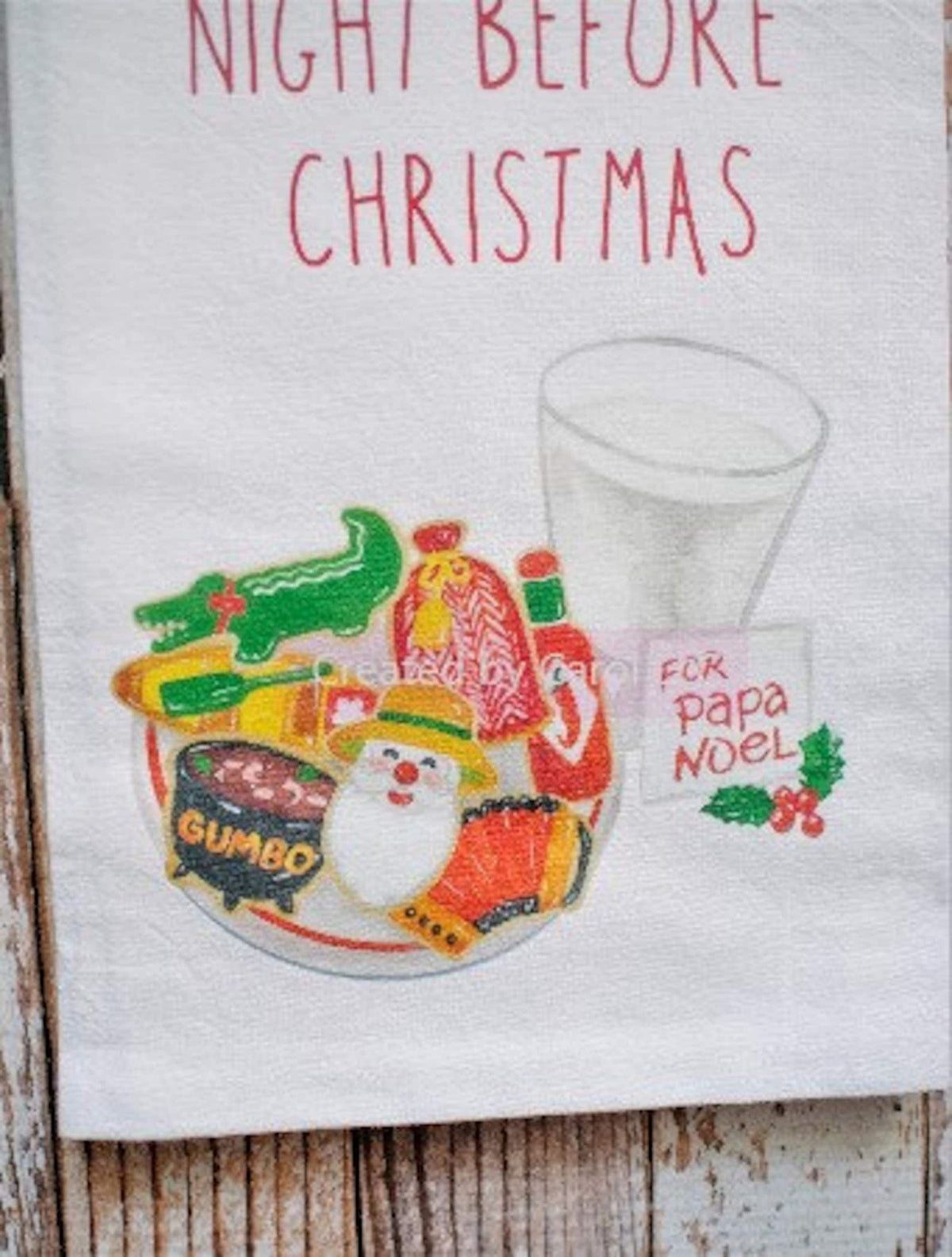 NOLA Night Before Christmas Cookies & Milk Towel
