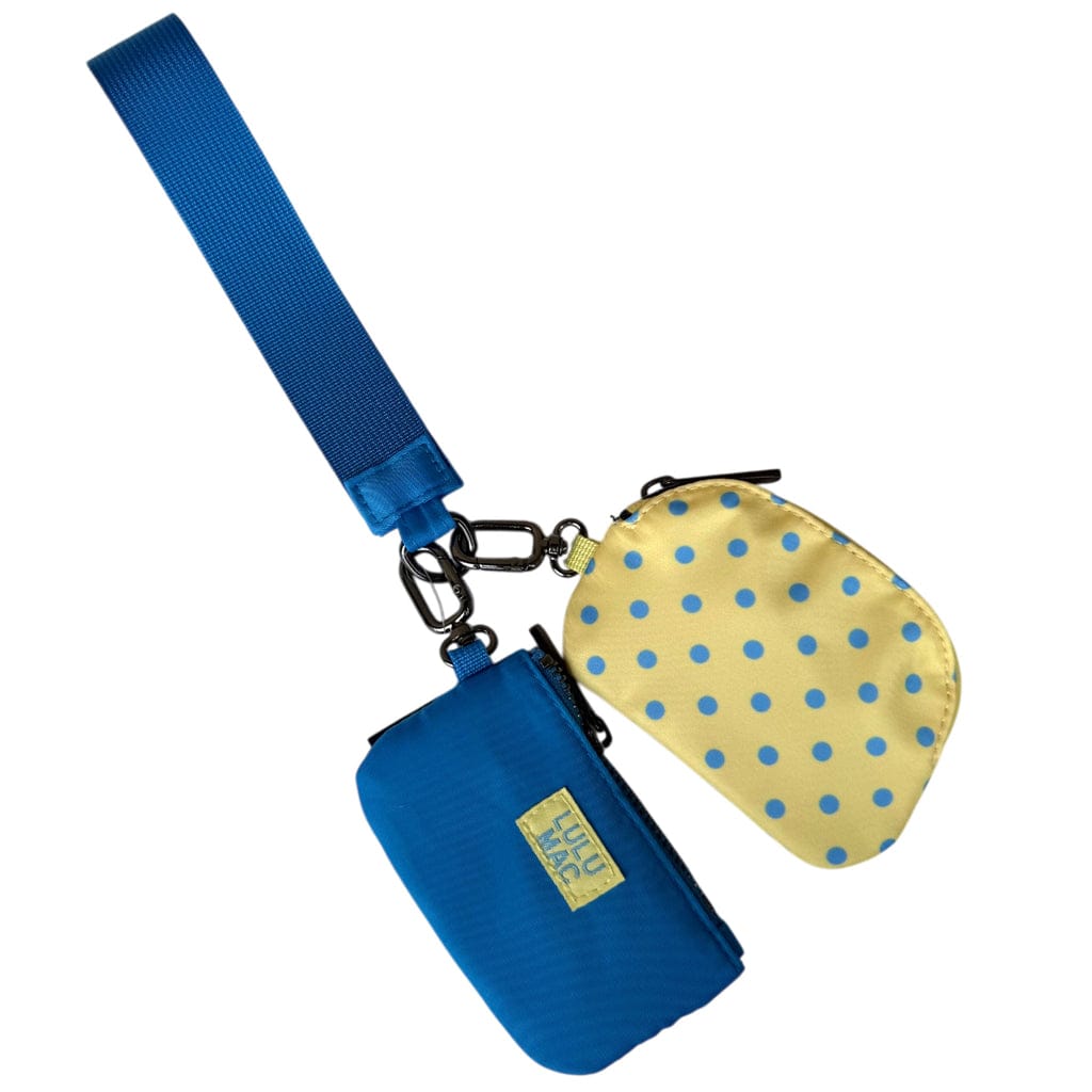 Butter/Blue Dots Lulu Mac Double Pouch Wristlet