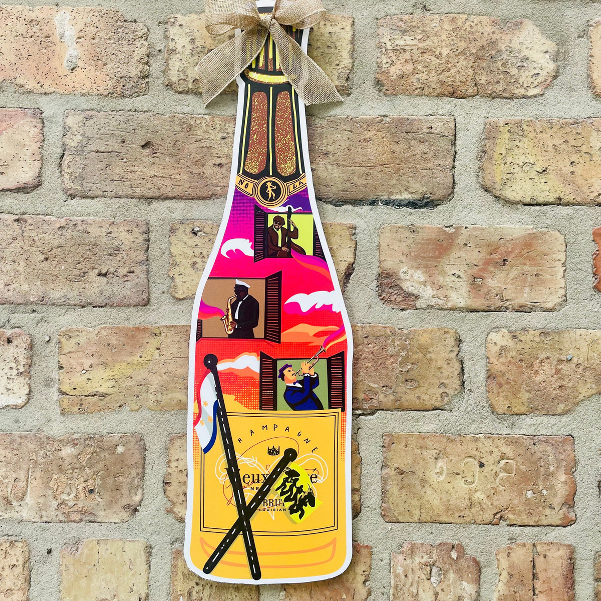 Whereable Art Whereable Art Lauren Seago Vieux Carre Jazz Fest Champagne Bottle Door Hanger - Little Miss Muffin Children & Home