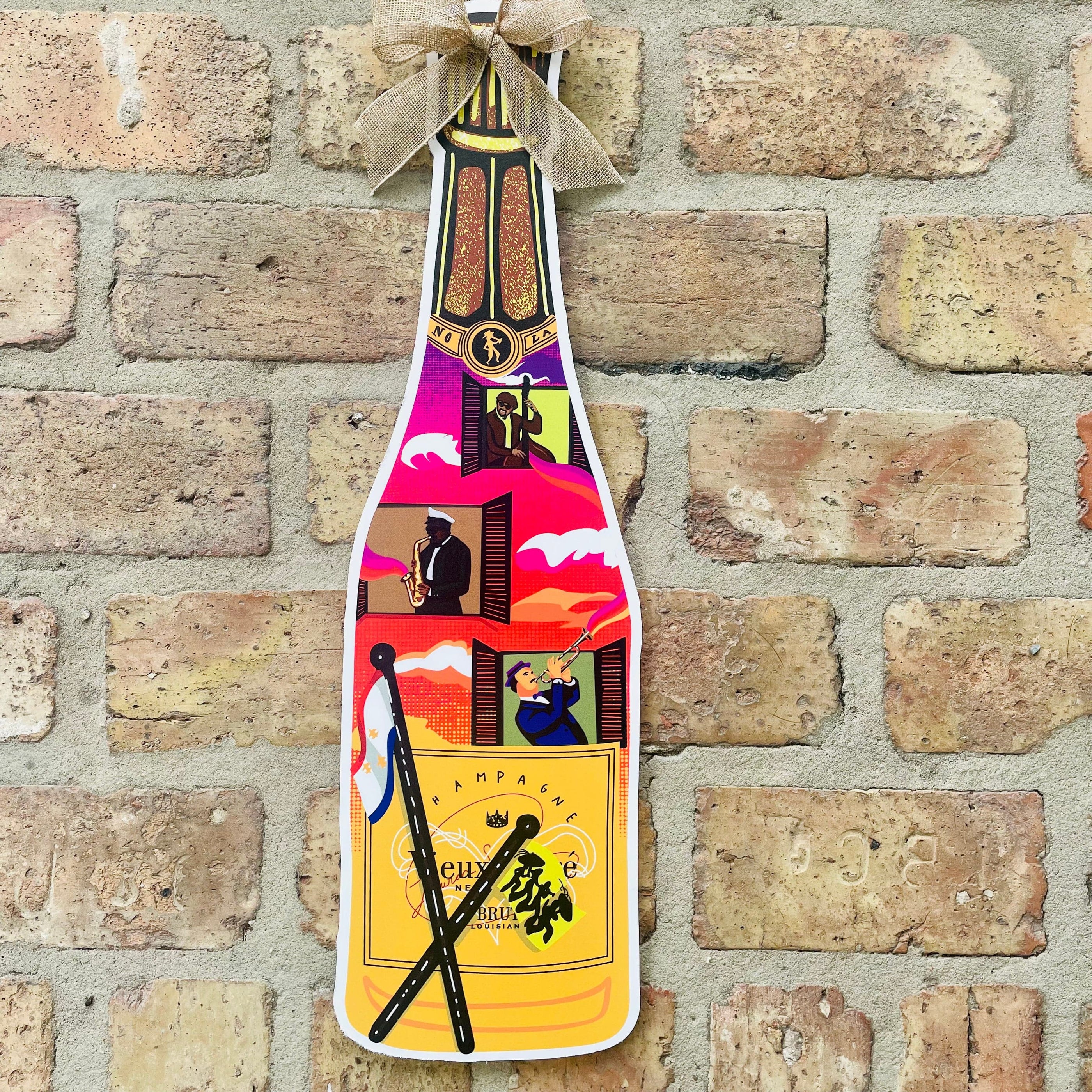 Whereable Art Whereable Art Lauren Seago Vieux Carre Jazz Fest Champagne Bottle Door Hanger - Little Miss Muffin Children & Home