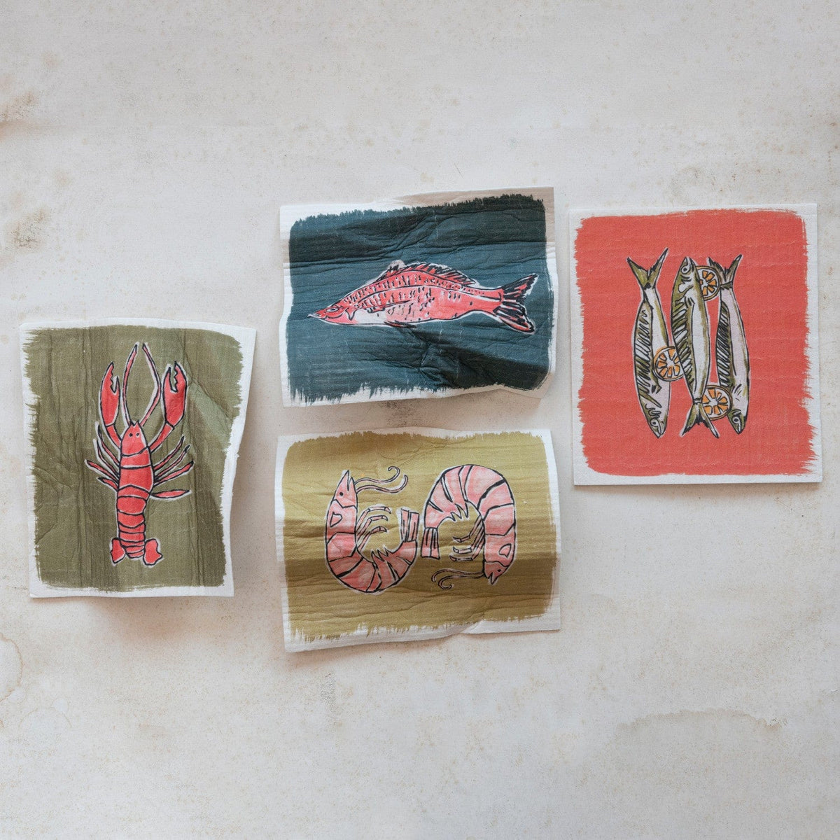 Creative Co-Op Creative Co-op Sea Life Reusable Cellulose Sponge Cloth - Little Miss Muffin Children & Home