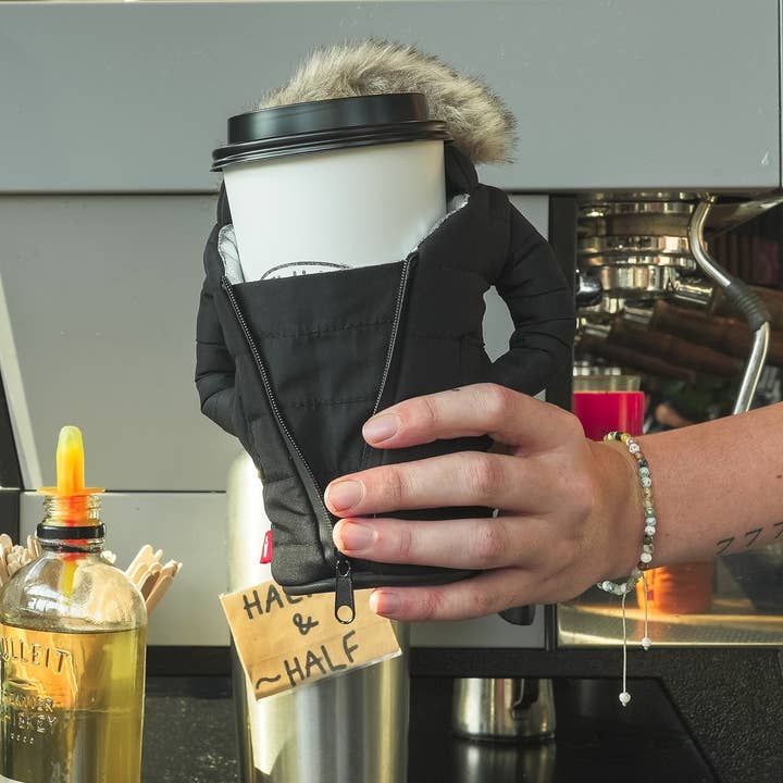 black insulated drink holder