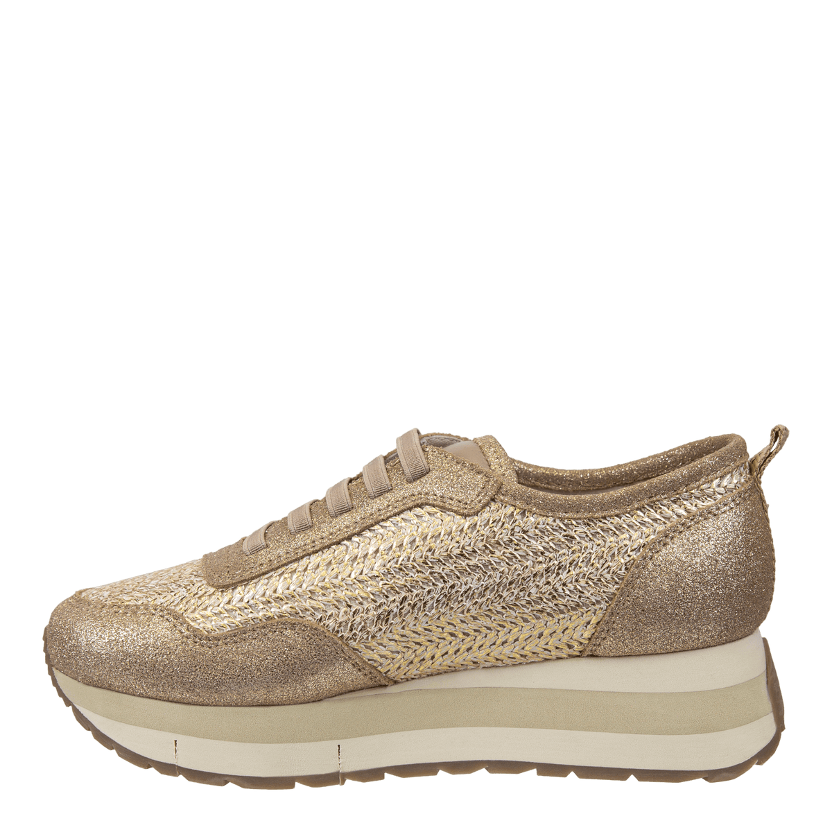 Naked Feet Naked Feet Kinetic Platform Sneakers in Gold Raffia - Little Miss Muffin Children & Home