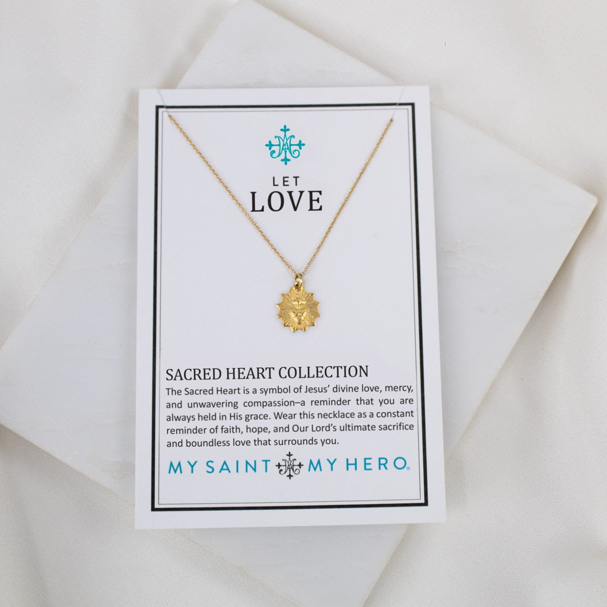 Sacred Heart (Sunburst) Necklace 18"+3" Gold Plated