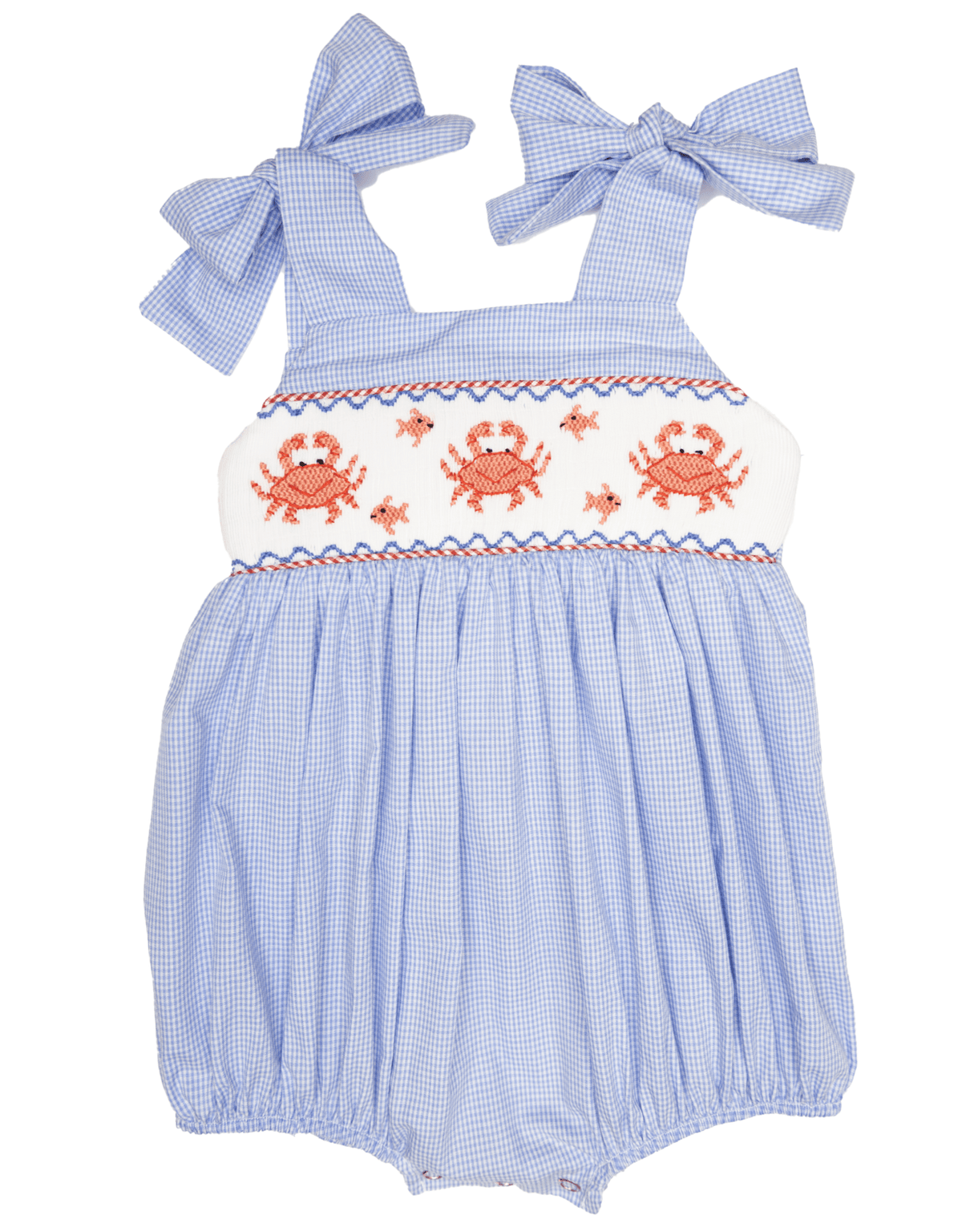 Lulu Bebe Lulu Bebe Crab Smocked Gigi Bubble - Little Miss Muffin Children & Home